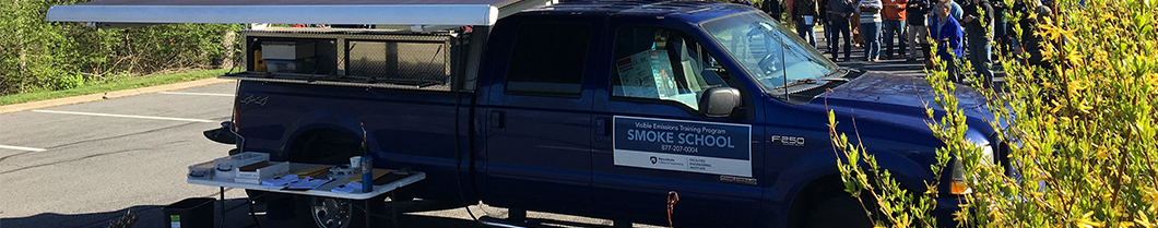 blue Ford truck used for smoke school program